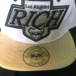 Joyrich LA gold + white SnapBack hat cap supreme